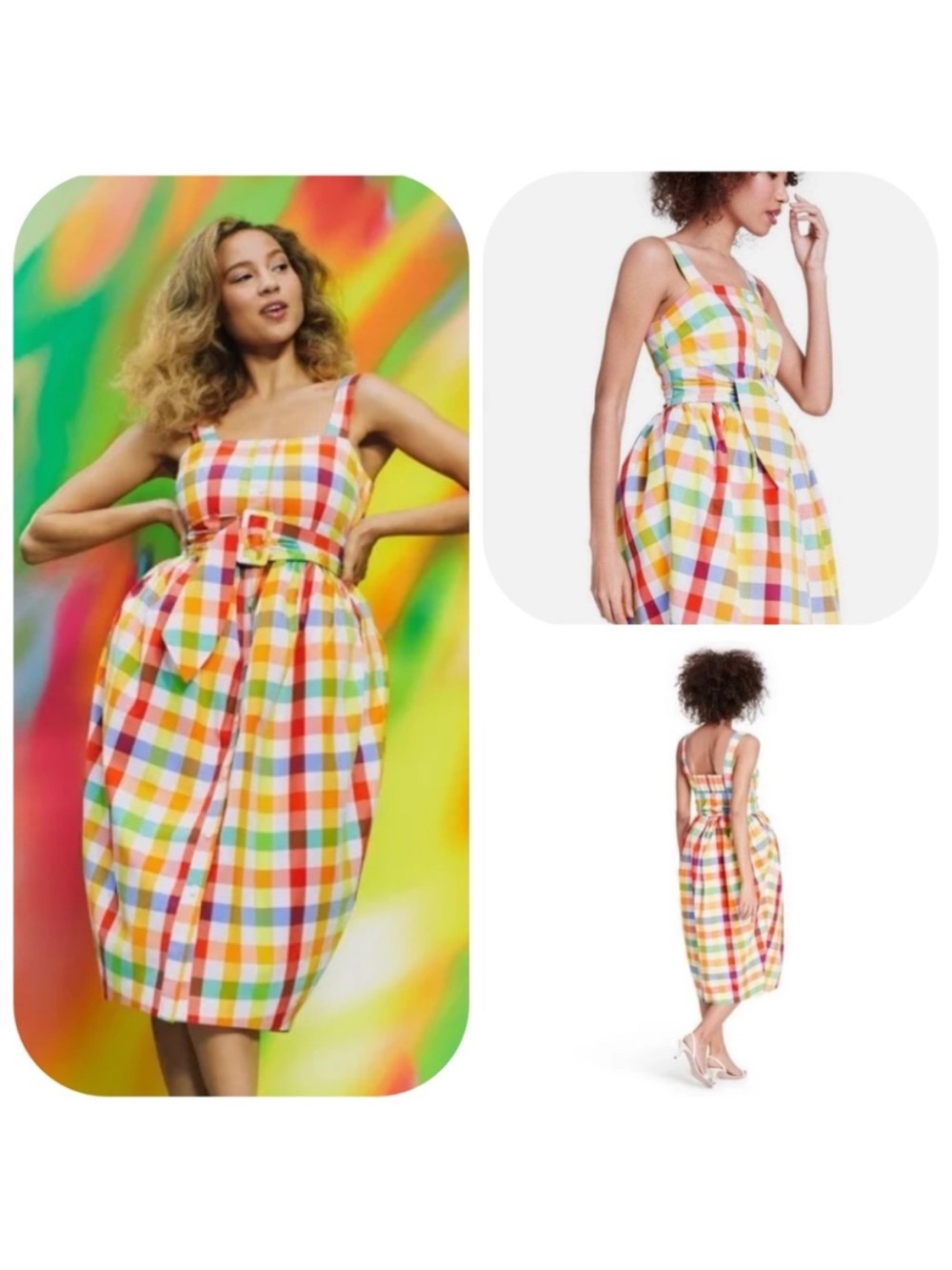 CHRISTOPHER JOHN ROGERS X TARGET MADRAS PLAID FIT & FLARE MIDI DRESS SIZE 2